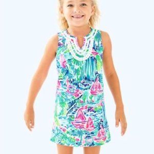Lilly Pulitzer girls mini Harper shift dress size L in multi salt in the air NWT